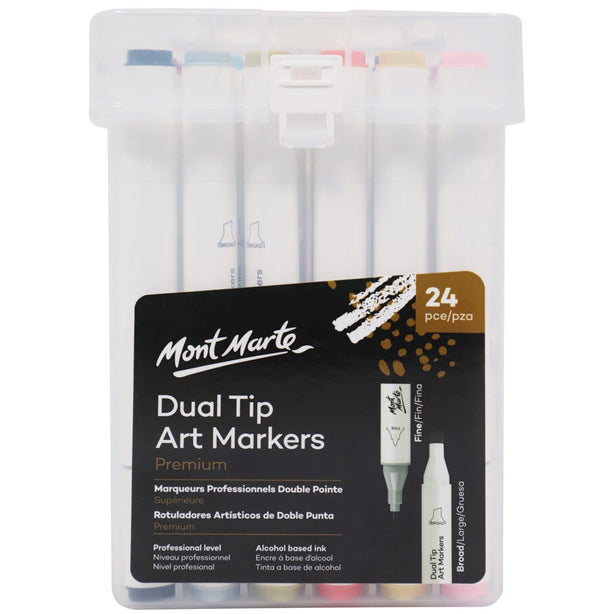 Mont Marte Dual Tip Alcohol Art Markers 24pc in Case