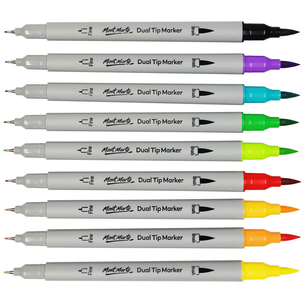 Mont Marte Dual Tip Brush/Fineliners 48pc Tri Grip