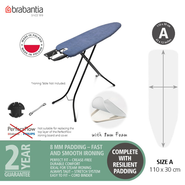 Brabantia PerfectFit Ironing Board Replacement Cover Complete Set, A, 110 x 30 cm