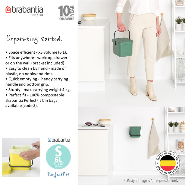 Brabantia Sort & Go Waste Bin, 6 L