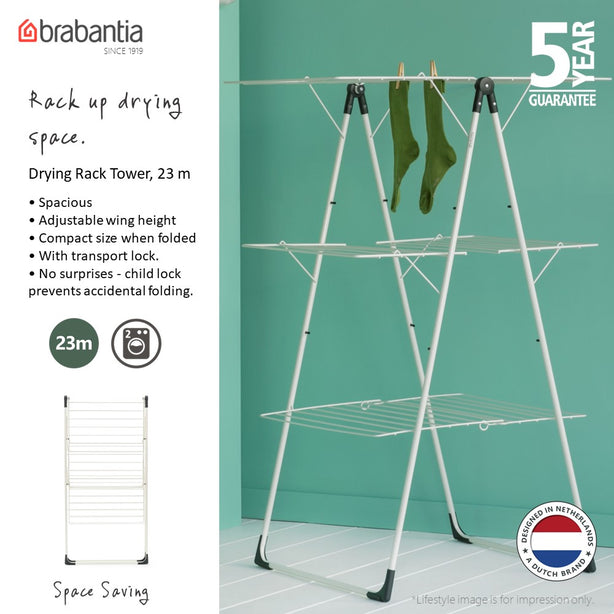 Brabantia Clothes Drying Rack, Stainless-steel, 23 m Capacity