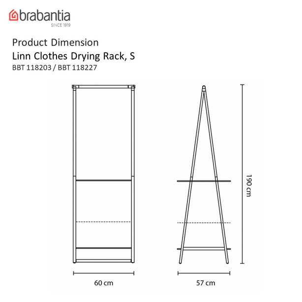 Brabantia Linn Adjustable Clothes Drying Rack, S