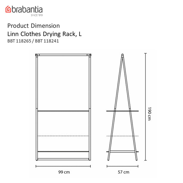 Brabantia Linn Adjustable Clothes Drying Rack, S