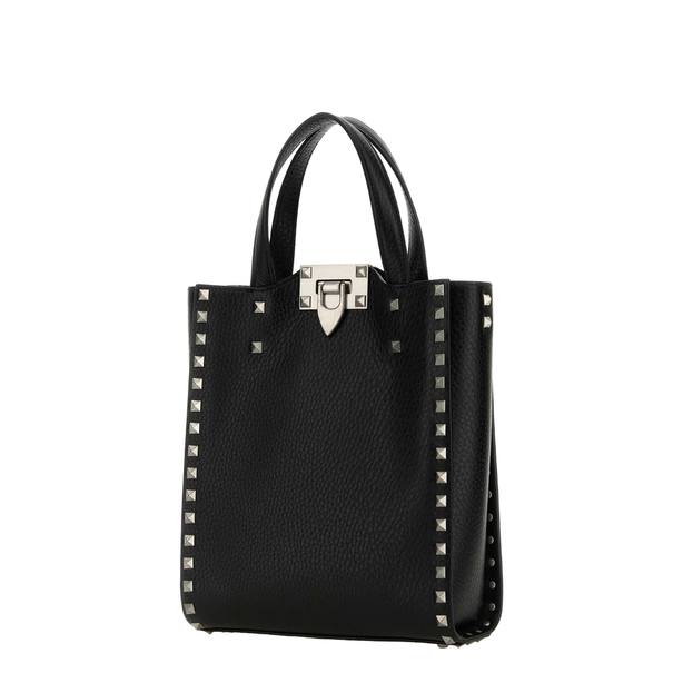 Rockstud Calf Leather Tote Bag - Nero