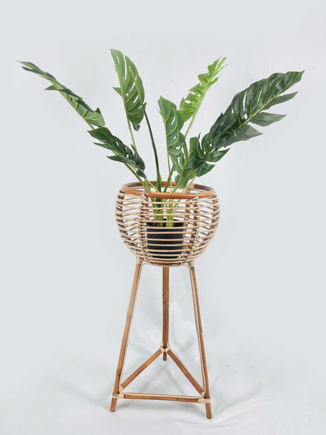 Brown Rattan Plant Pot Stand