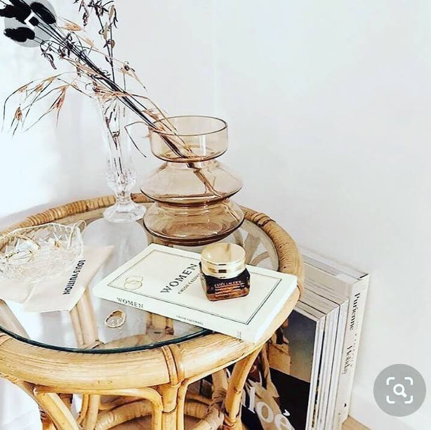 Rattan Table With Glass Top (Small)