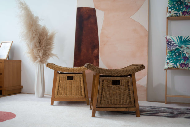 Rattan Wicker Storage Stool
