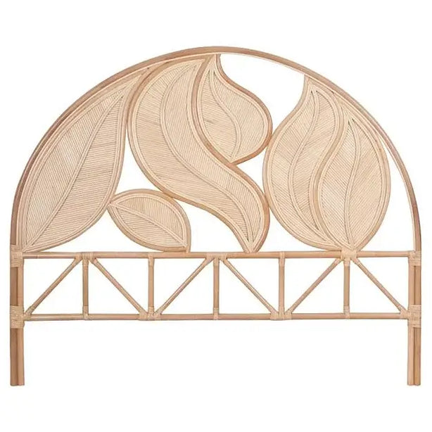 Artistic Natural Leaf Rattan Queen Headboard
