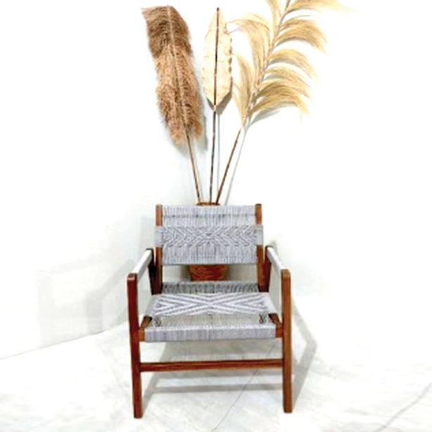 Wooden Chair With Rope Grey - Brown