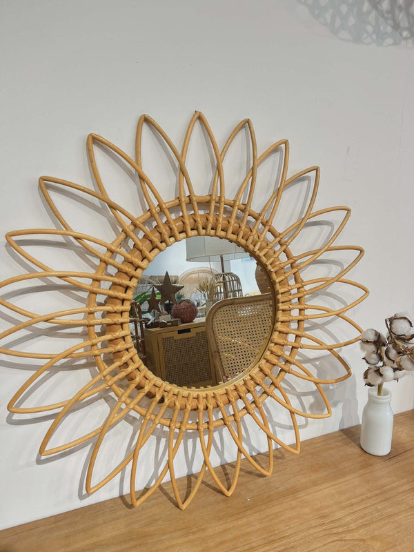 Rattan Sun Mirror - Honey