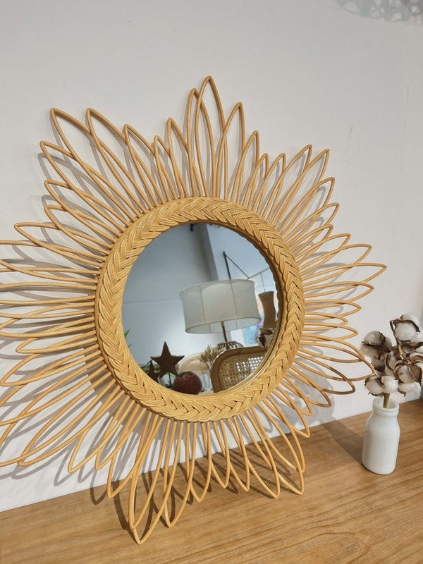 Rattan Sunflo Mirror - Honey