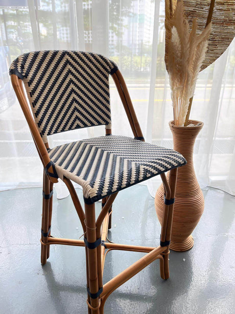 French Café Stool - Navy White