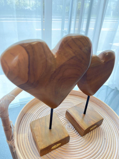 Teak Love Carving (Small) - Brown