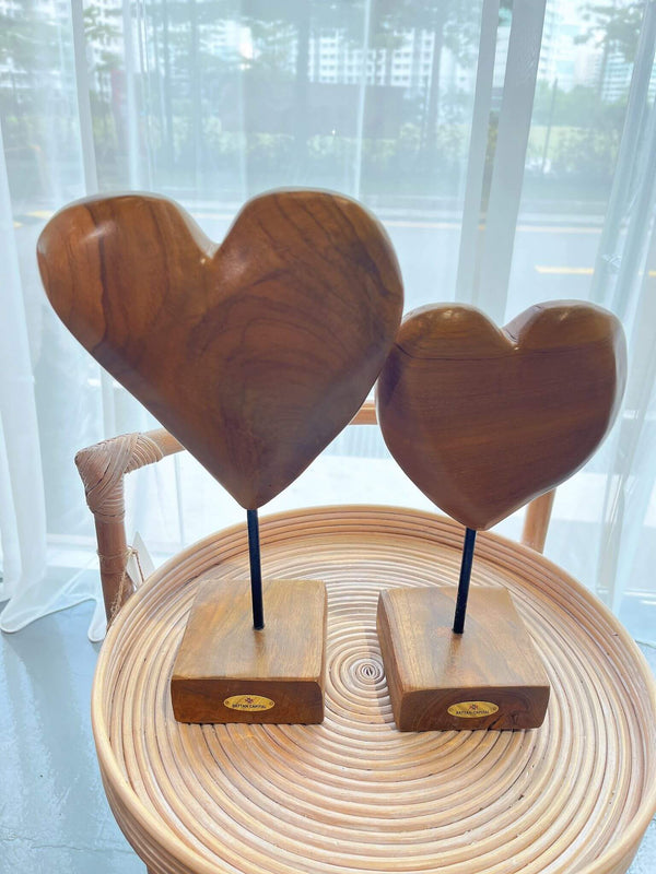 Teak Love Carving (Big) - Brown