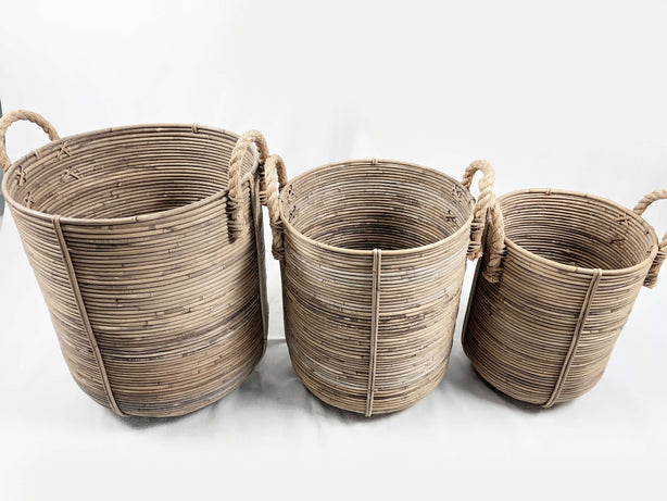 Cane Rattan Basket Holder (Full Set) - Natural