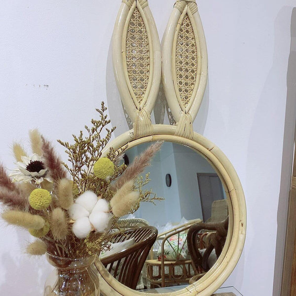 Rattan Rabbit Ear Mirror - Natural