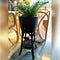 Floral Rattan Plant Pot Stand - Black