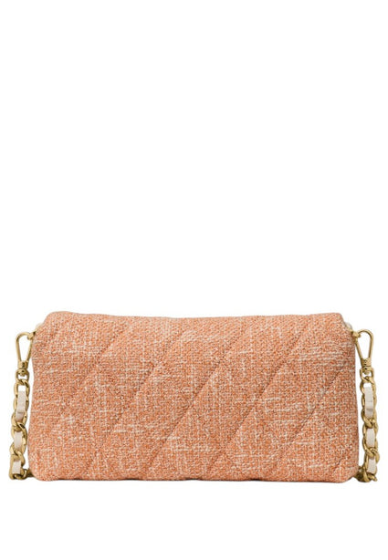 Kate Spade Carey Quilted Peach Tweed Wallet On Chain - Orange Jasper