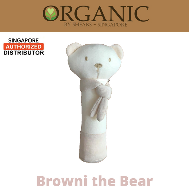 Shears Organic Baby Toy Toddler Squeaker Toy Browni the Bear