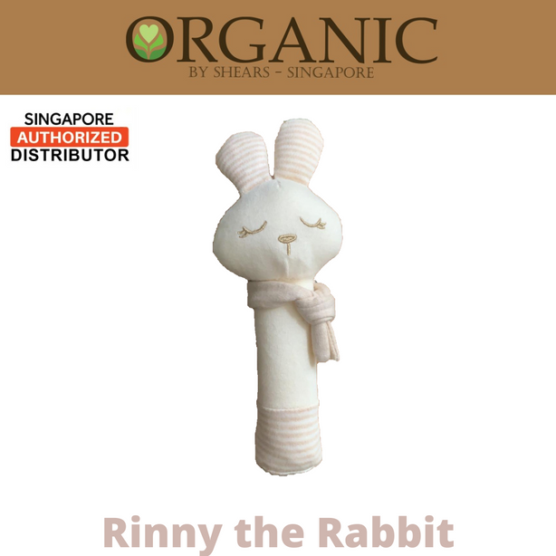 Shears Organic Baby Toy Toddler Squeaker Toy Rinny the Rabbit