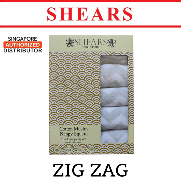 Shears Baby Nappy 5PCS Cotton Nappy Square Zig Zag