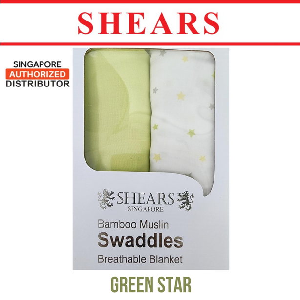 Shears Baby Swaddle Breathable Toddler Bamboo Muslin Blanket 2 PCS Green Star