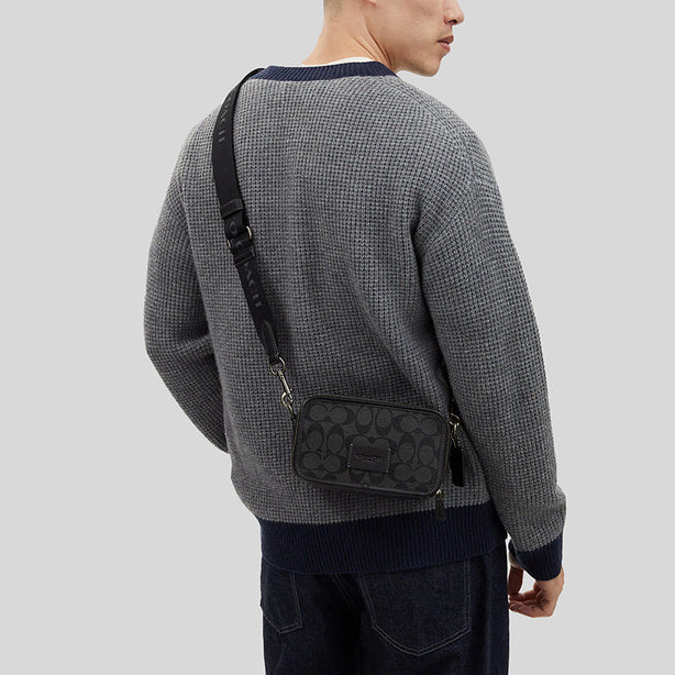 Coach Wyatt Crossbody In Signature Canvas Charcoal Black RS-CM109