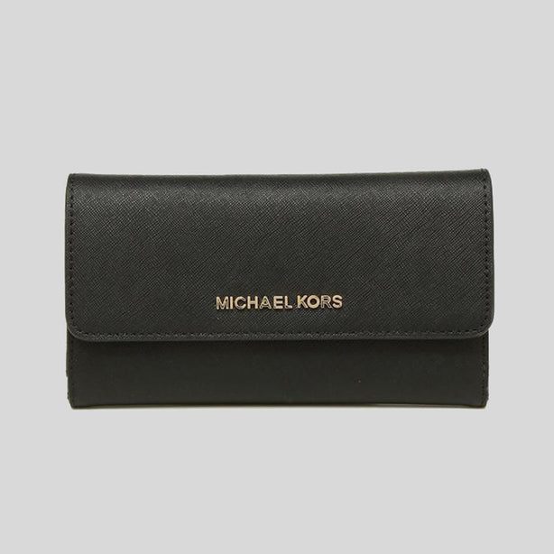 Michael Kors Jet Set Travel Large Trifold Wallet Black RS-35S8GTVF7L