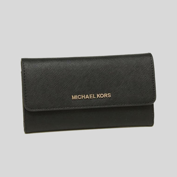 Michael Kors Jet Set Travel Large Trifold Wallet Black RS-35S8GTVF7L