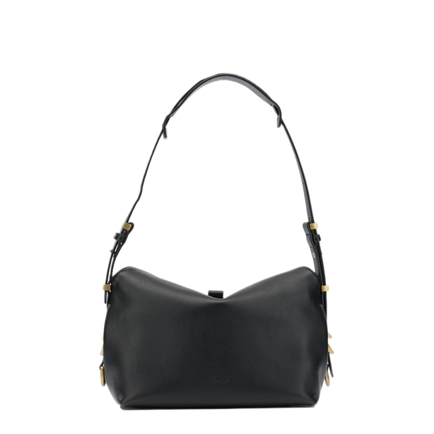 Saddle Bag Small Cowhide Leather Shoulder Bag - Black