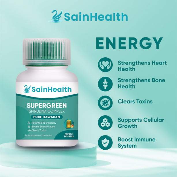 SainHealth Supergreen Spirulina Complex, 180 tabs