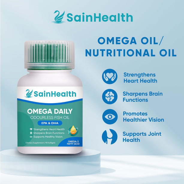 SainHealth Omega Daily Odourless Fish Oil, 90 sgls