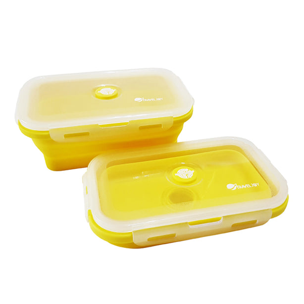 Travel Joy Eco Food Grade Silicone Foldable Lunch Box (800ml) Lemon Yellow