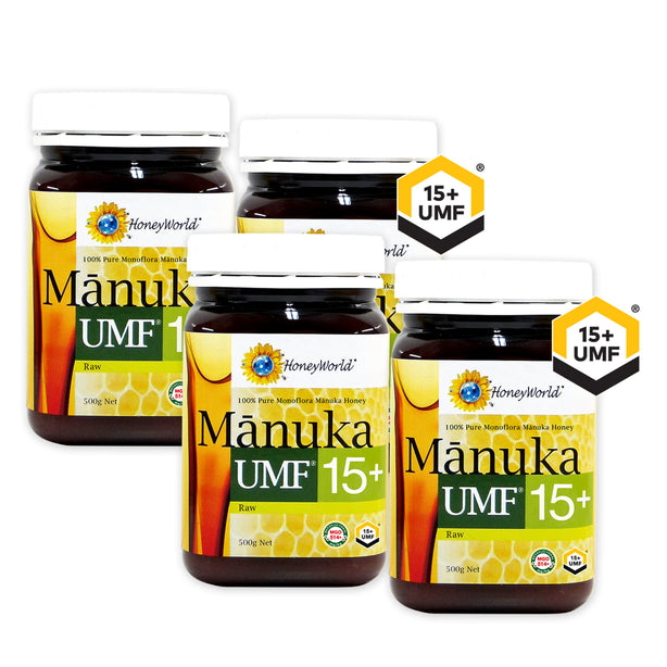 HoneyWorld Raw Manuka UMF 15+ 500g (Bundle of 4)