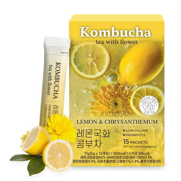 [KKOKDAM] Flower Kombucha Powder Tea 75g 15Packs _ Lemon & Chrysanthemum [International Shipping]