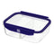 Mastrad Borosilicate Glass Rectangle 2-Compartments Storage Box With Pp Lid, -20°C To +400°C, L, Blue, Stor'Eat