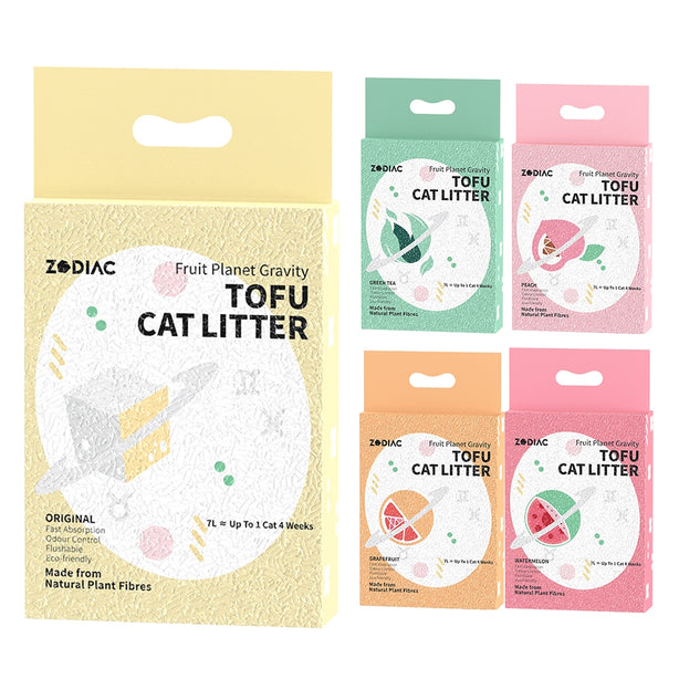 [Bundle of 2] Australia ZODIAC Fruity Tofu Cat Litter 7L Flushable Cat Litter Superior Absorbent Quick Clumping