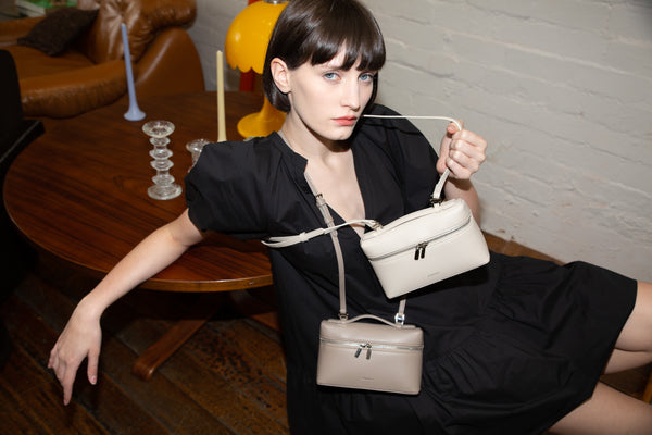 X Nihilo Number 2 Top Handle Leather Crossbody Bag Taupe