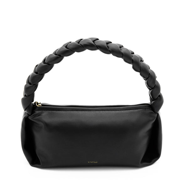 X Nihilo Brioche Braided Handle Leather Handbag Black