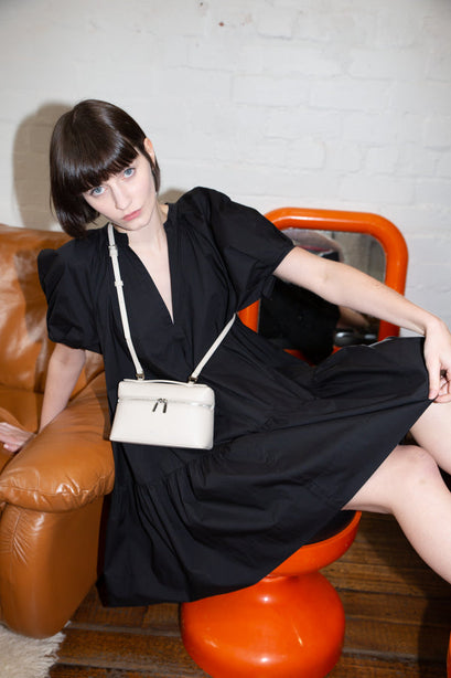 X Nihilo Number 2 Top Handle Leather Crossbody Bag Ivory White