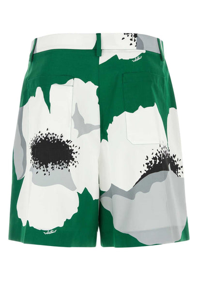 Flower Portrait Print Poplin Bermuda Shorts
