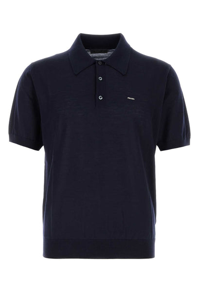 Navy Blue Wool Polo Shirt