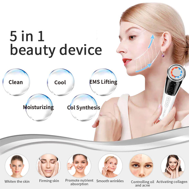 Anlan Multifunctional Facial Device 5 in 1 EMS Facial Massager White