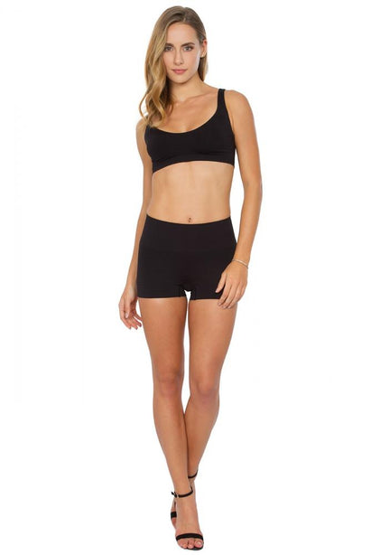 Plié Emana®️ Boxer with Waistline Strap Black