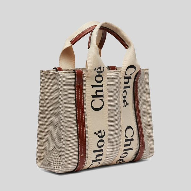 Chloe Small Woody Tote Bag White Brown RS-CHC22AS397I2690U
