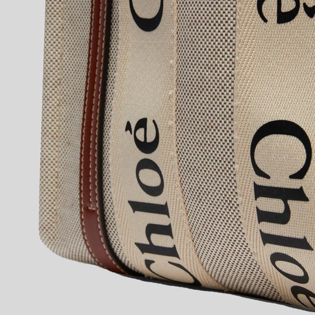 Chloe Small Woody Tote Bag White Brown RS-CHC22AS397I2690U