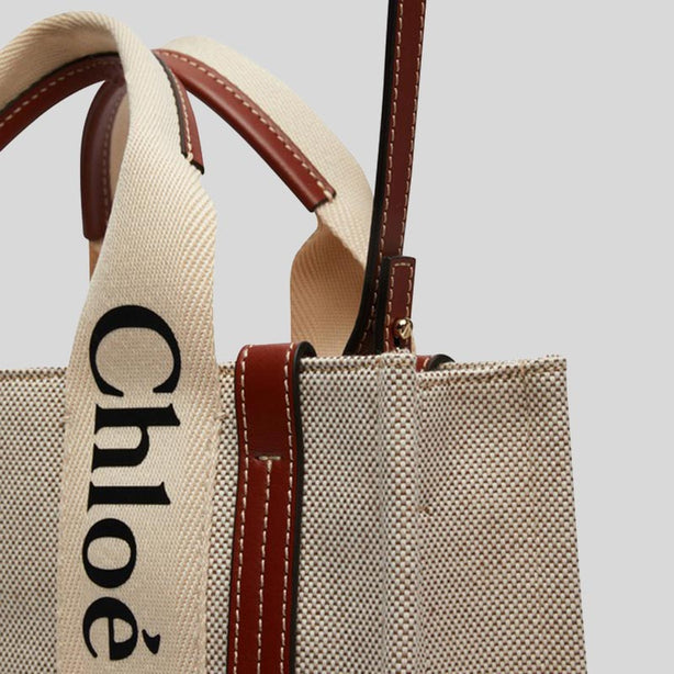 Chloe Small Woody Tote Bag White Brown RS-CHC22AS397I2690U