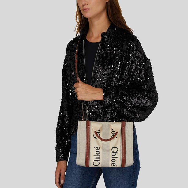 Chloe Small Woody Tote Bag White Brown RS-CHC22AS397I2690U