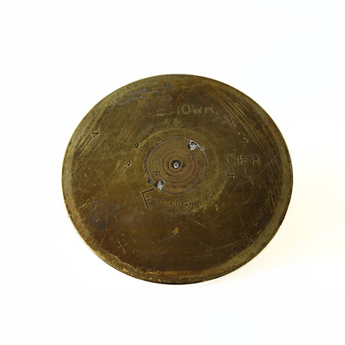 Mobler Vintage authentic small grenade case with original engravings C.P.R 1916 in brass