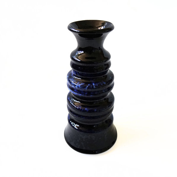 Mobler Vintage unique handmade blue glazed vase by K.Hedin Leksand Sweden mid-century